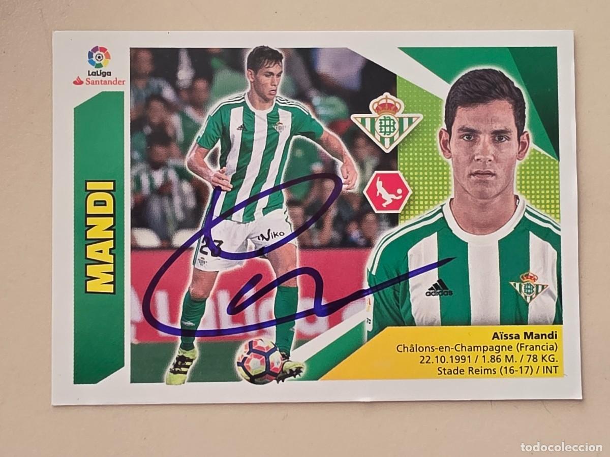 Cartes &agrave; collectionner de Football: Cromo firmado de A&iuml;ssa Mandi con aut&oacute;grafo, Real Betis