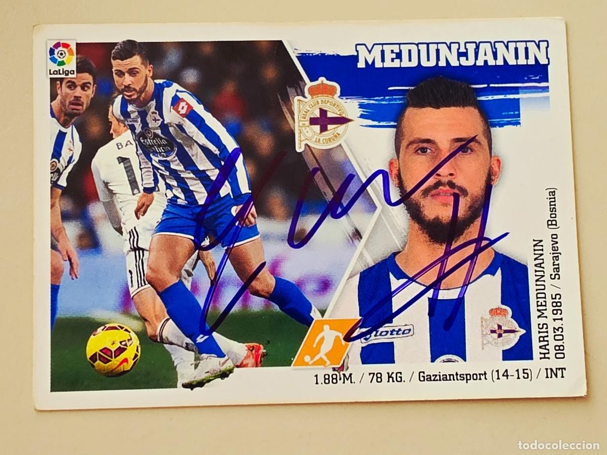 Cromos de f&uacute;tbol: Cromo firmado de Haris Medunjanin con aut&oacute;grafo, RC Deportivo de la Coru&ntilde;a