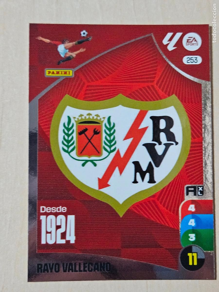 Cromos de f&uacute;tbol: FICHA N&ordm; 253 ESCUDO - ADRENALYN 24 25 - PANINI 2024 - 25 - CROMO - RAYO VALLECANO