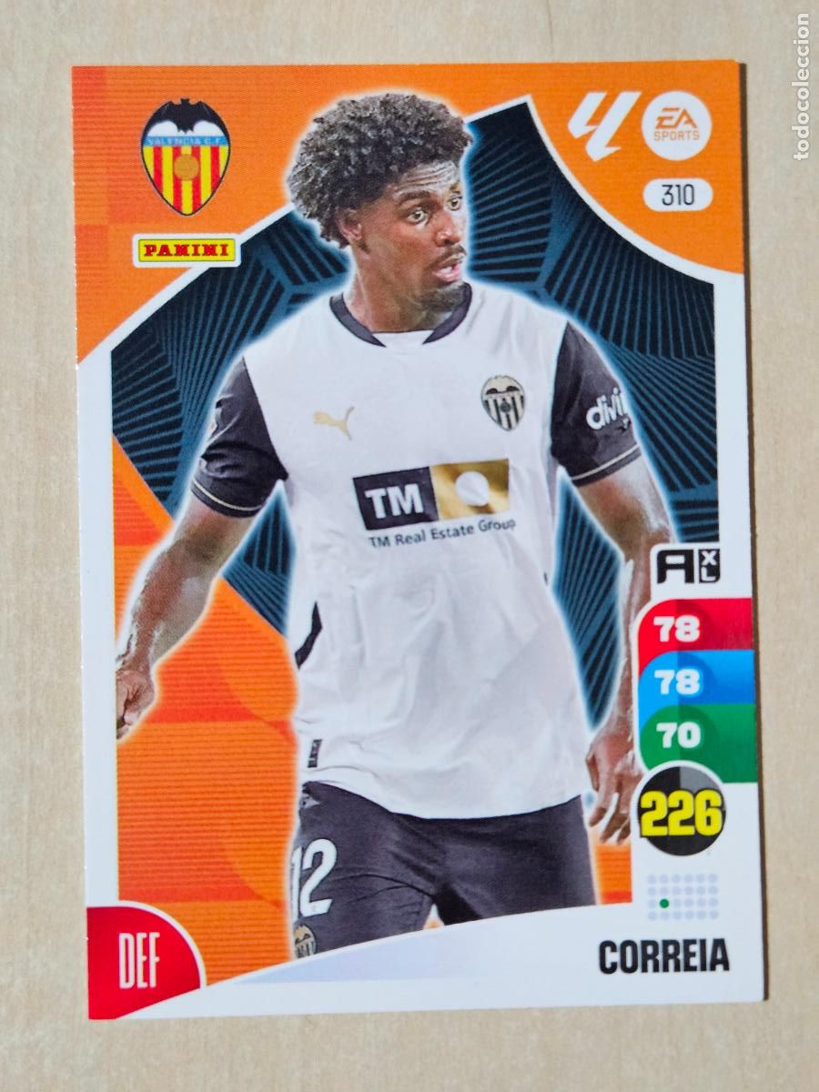 Cromos de f&uacute;tbol: FICHA N&ordm; 310 CORREIA - ADRENALYN 24 25 - PANINI 2024 - 25 - CROMO - VALENCIA