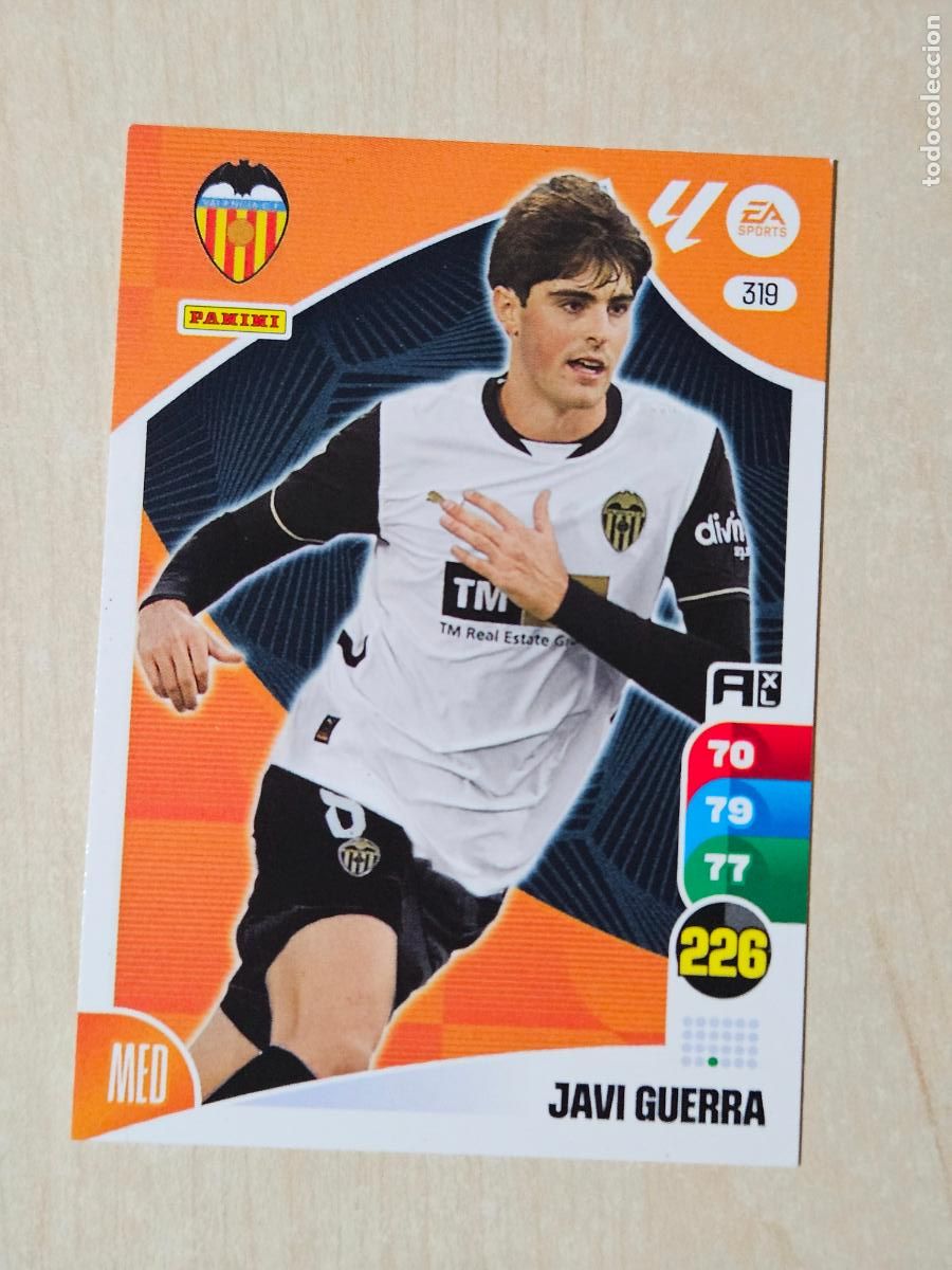 Cromos de f&uacute;tbol: FICHA N&ordm; 319 JAVI GUERRA - ADRENALYN 24 25 - PANINI 2024 - 25 - CROMO - VALENCIA