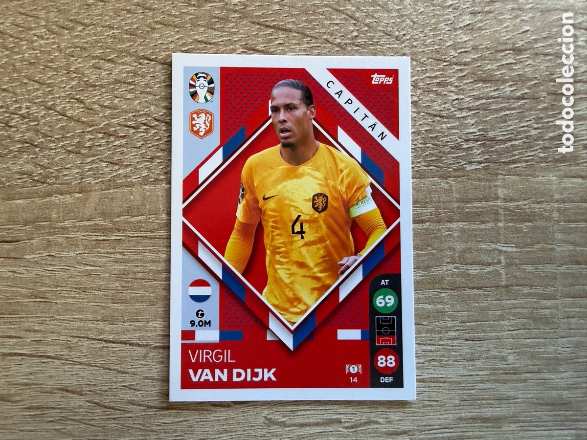 Cromos de f&uacute;tbol: 14 VIRGIL VAN DIJK CAPIT&Aacute;N TOPPS MATCH ATTAX EURO 2024 24 LIDL PA&Iacute;SES BAJOS
