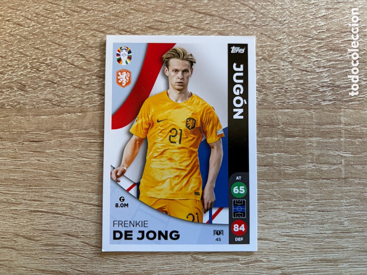 Cromos de f&uacute;tbol: 45 FRENKIE DE JONG JUG&Oacute;N TOPPS MATCH ATTAX EURO 2024 24 LIDL PA&Iacute;SES BAJOS