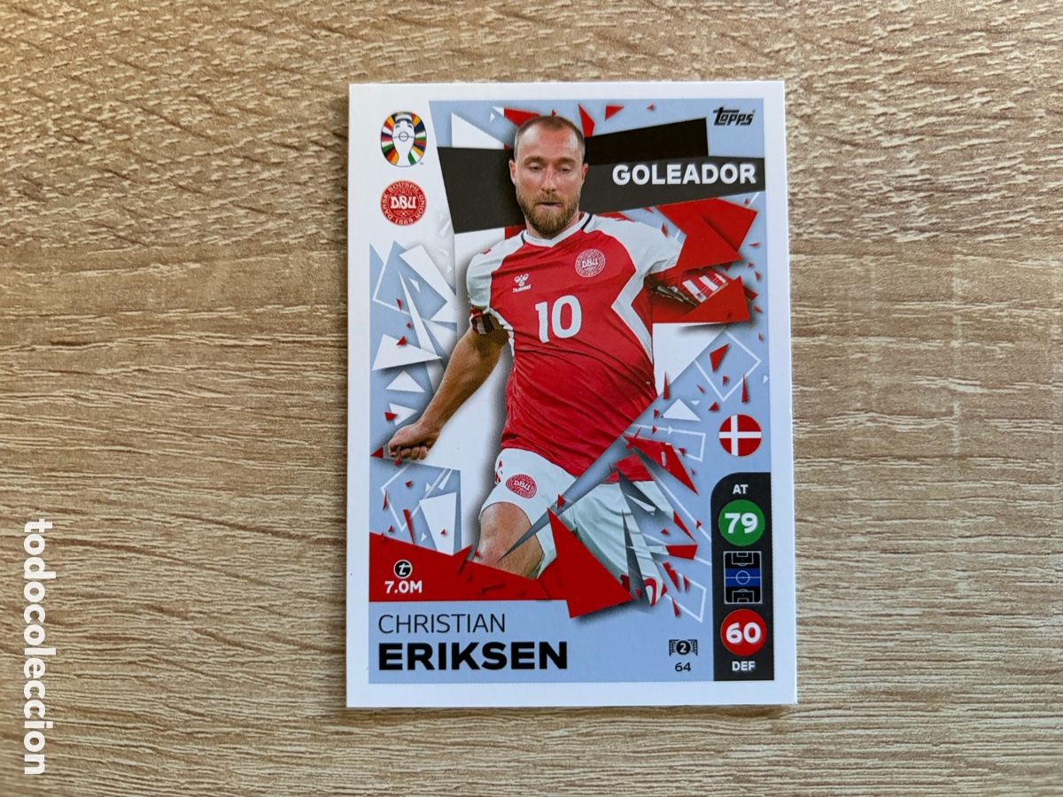 Cromos de f&uacute;tbol: 64 CHRISTIAN ERIKSEN GOLEADOR TOPPS MATCH ATTAX EURO 2024 24 LIDL DINAMARCA