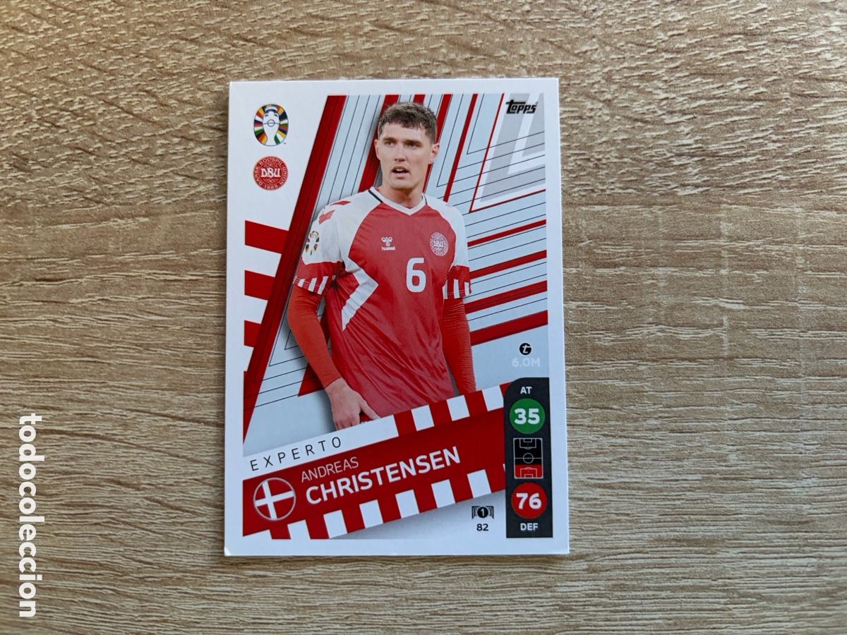 Cromos de f&uacute;tbol: 82 ANDREAS CHRISTENSEN EXPERTO TOPPS MATCH ATTAX EURO 2024 24 LIDL DINAMARCA