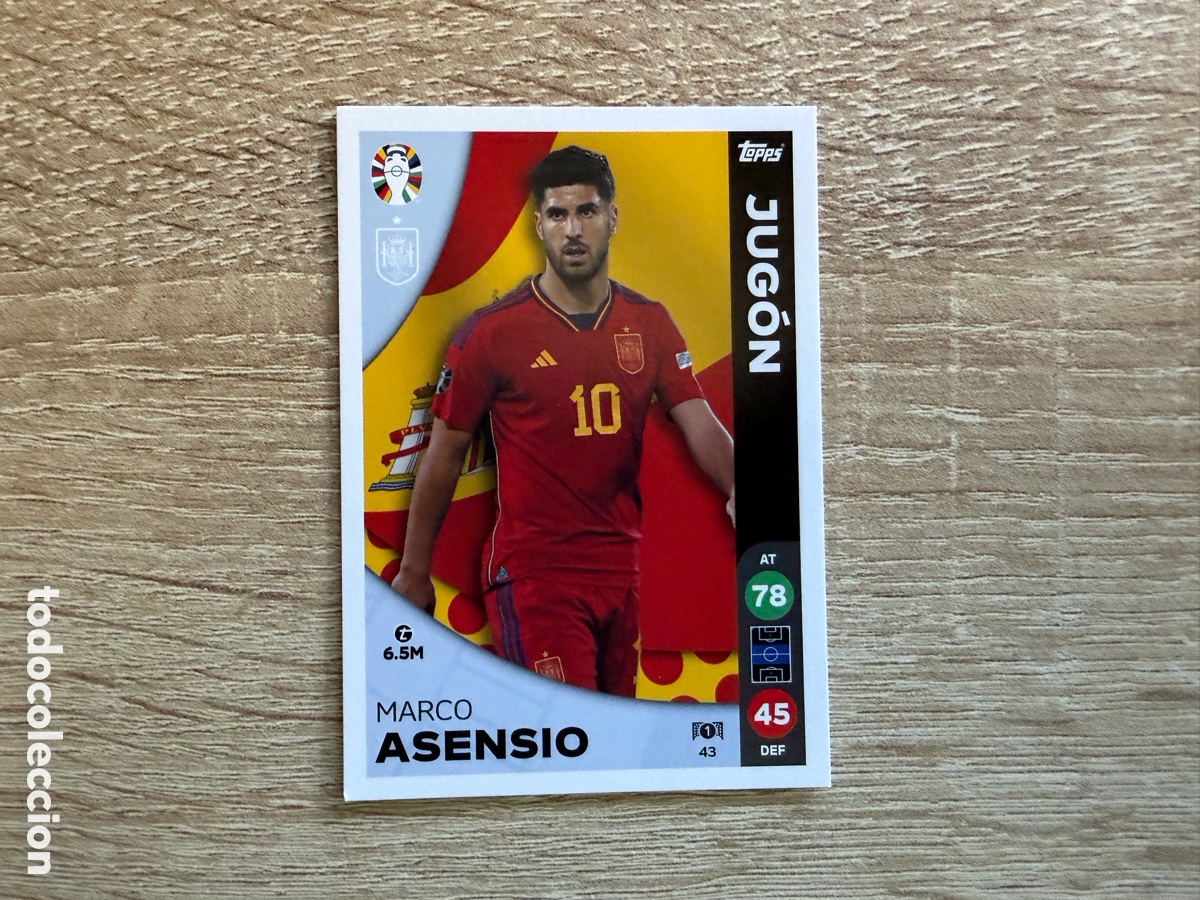 Cromos de f&uacute;tbol: 43 MARCO ASENSIO JUG&Oacute;N TOPPS MATCH ATTAX EURO 2024 24 LIDL ESPA&Ntilde;A