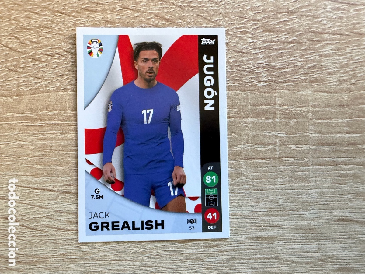 Cromos de f&uacute;tbol: 53 JACK REALISH JUG&Oacute;N TOPPS MATCH ATTAX EURO 2024 24 LIDL INGLATERRA