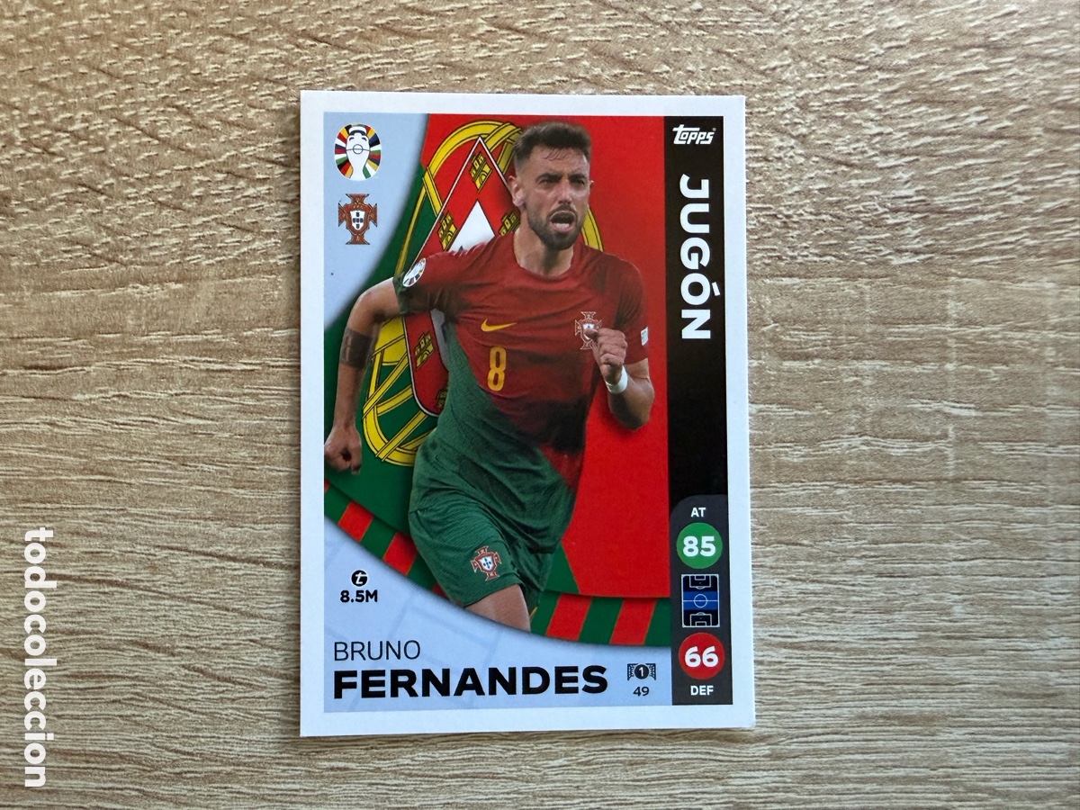 Cromos de f&uacute;tbol: 49 BRUNO FERNANDES JUG&Oacute;N TOPPS MATCH ATTAX EURO 2024 24 LIDL PORTUGAL