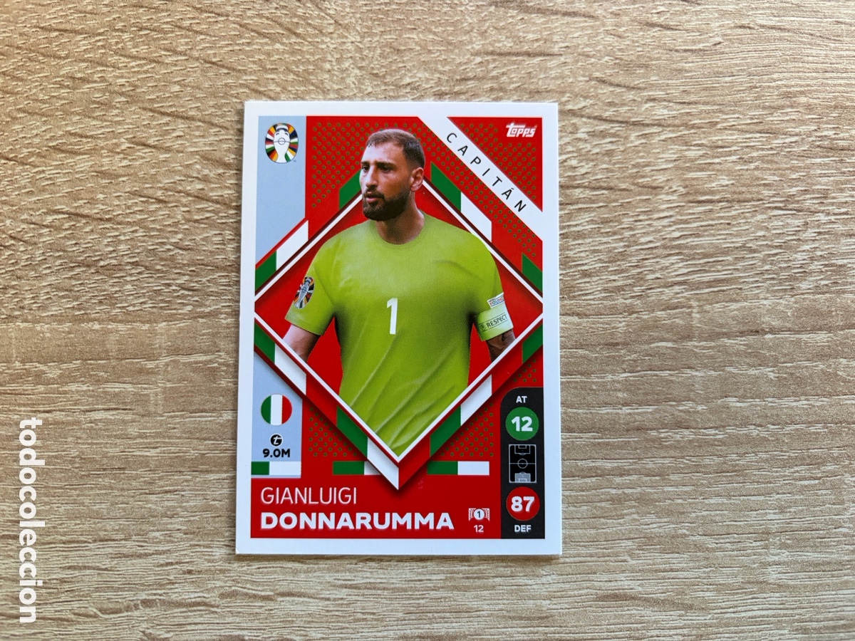 Cromos de f&uacute;tbol: 12 GIANLUIGI DONNARUMMA CAPIT&Aacute;N TOPPS MATCH ATTAX EURO 2024 24 LIDL ITALIA