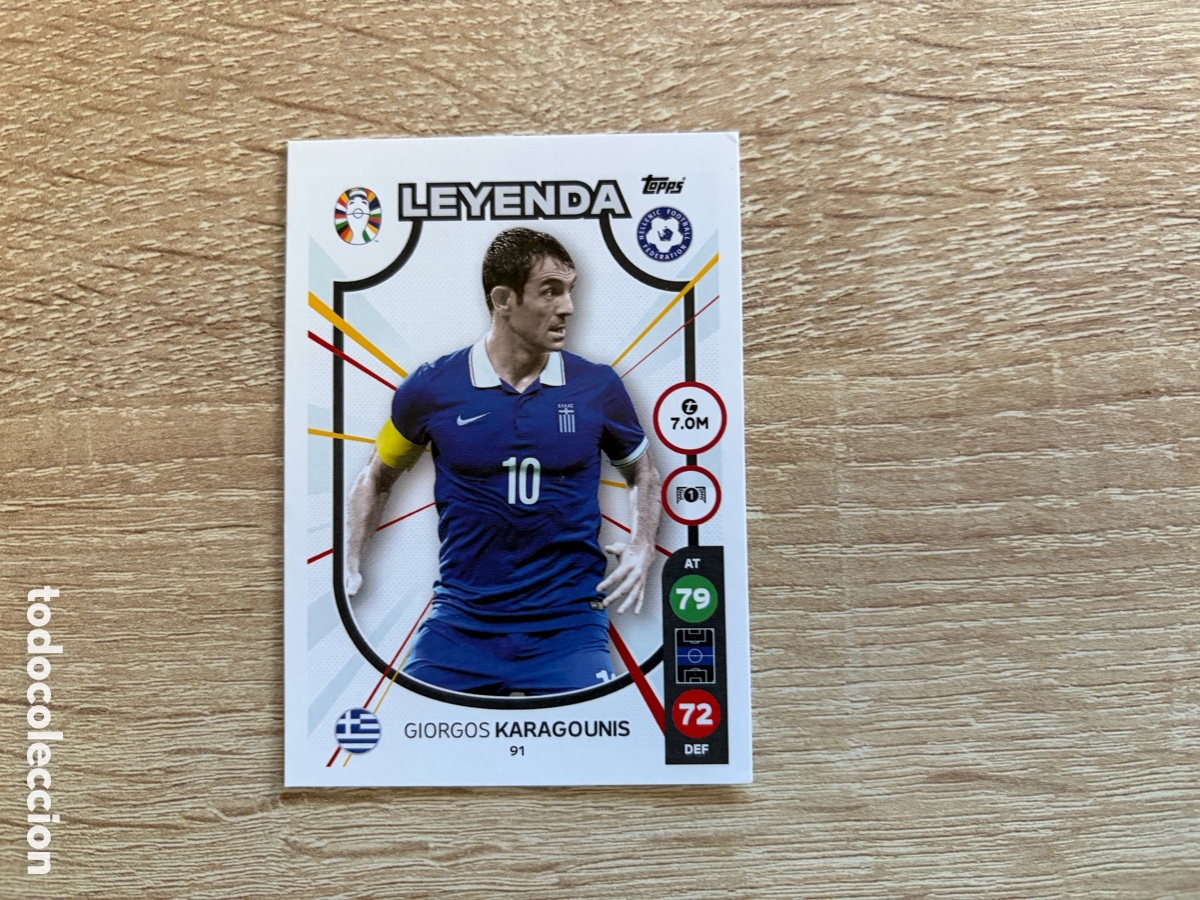 Cromos de f&uacute;tbol: 91 GIORGOS KARAGOUNIS LEYENDA TOPPS MATCH ATTAX EURO 2024 24 LIDL GRECIA