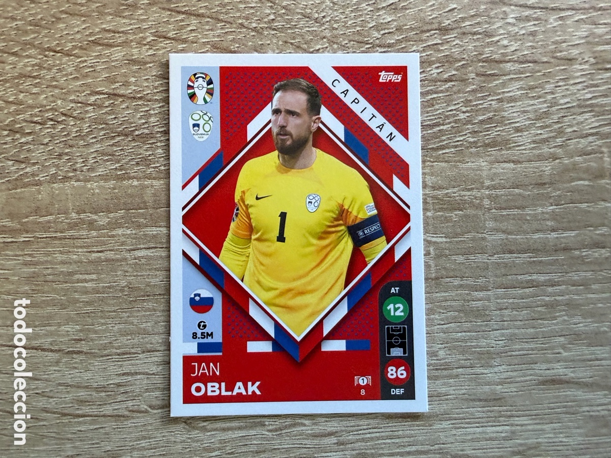 Cromos de f&uacute;tbol: 8 JAN OBLAK CAPIT&Aacute;N TOPPS MATCH ATTAX EURO 2024 24 LIDL ESLOVENIA