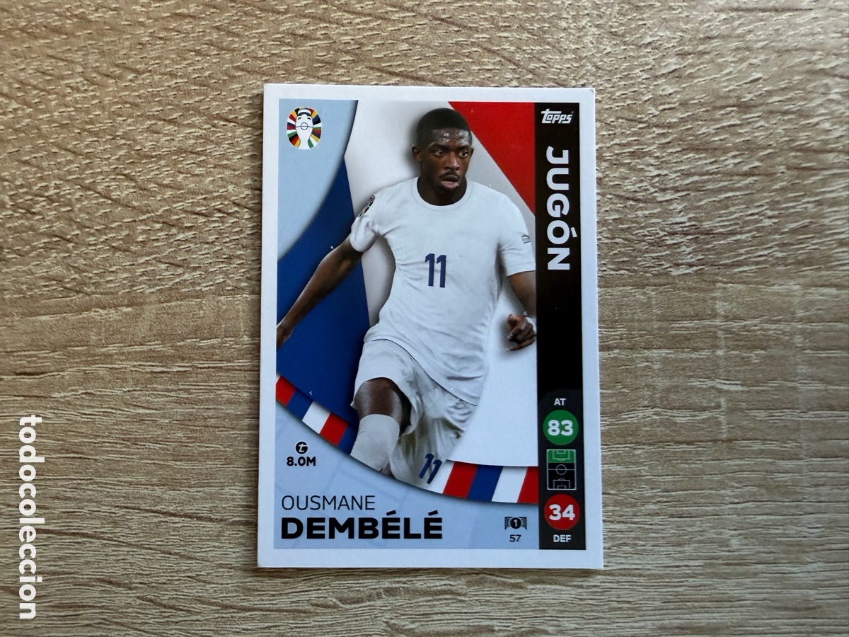 Cromos de f&uacute;tbol: 57 OUSMANE DEMB&Eacute;L&Eacute; JUG&Oacute;N TOPPS MATCH ATTAX EURO 2024 24 LIDL FRANCIA