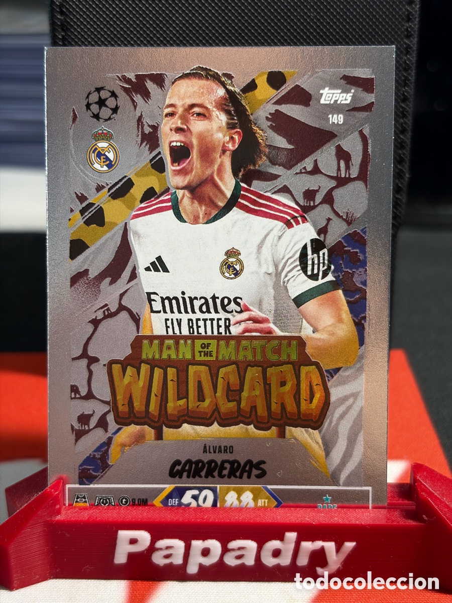 Cromos de f&uacute;tbol: 2026/27 Topps Match Attax &Aacute;lvaro Carreras #149 MOTM Wildcard Real Madrid