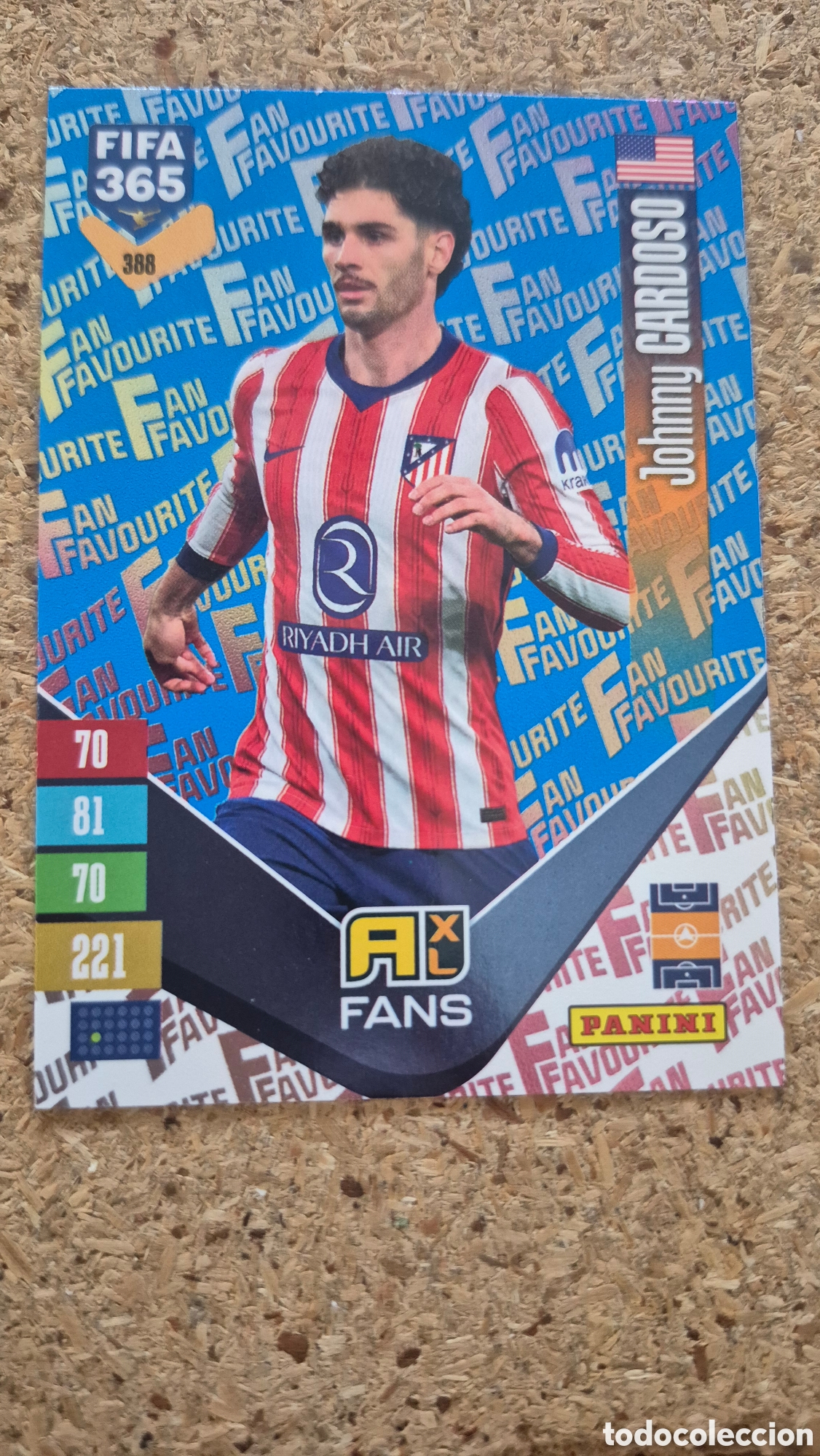 Cromos de f&uacute;tbol: 388 PARALELA AZUL 365 ADRENALYN 26 27 CARDOSO ATL&Eacute;TICO MADRID FAN FAVOURITE 2026 2027 FIFA PANINI AA