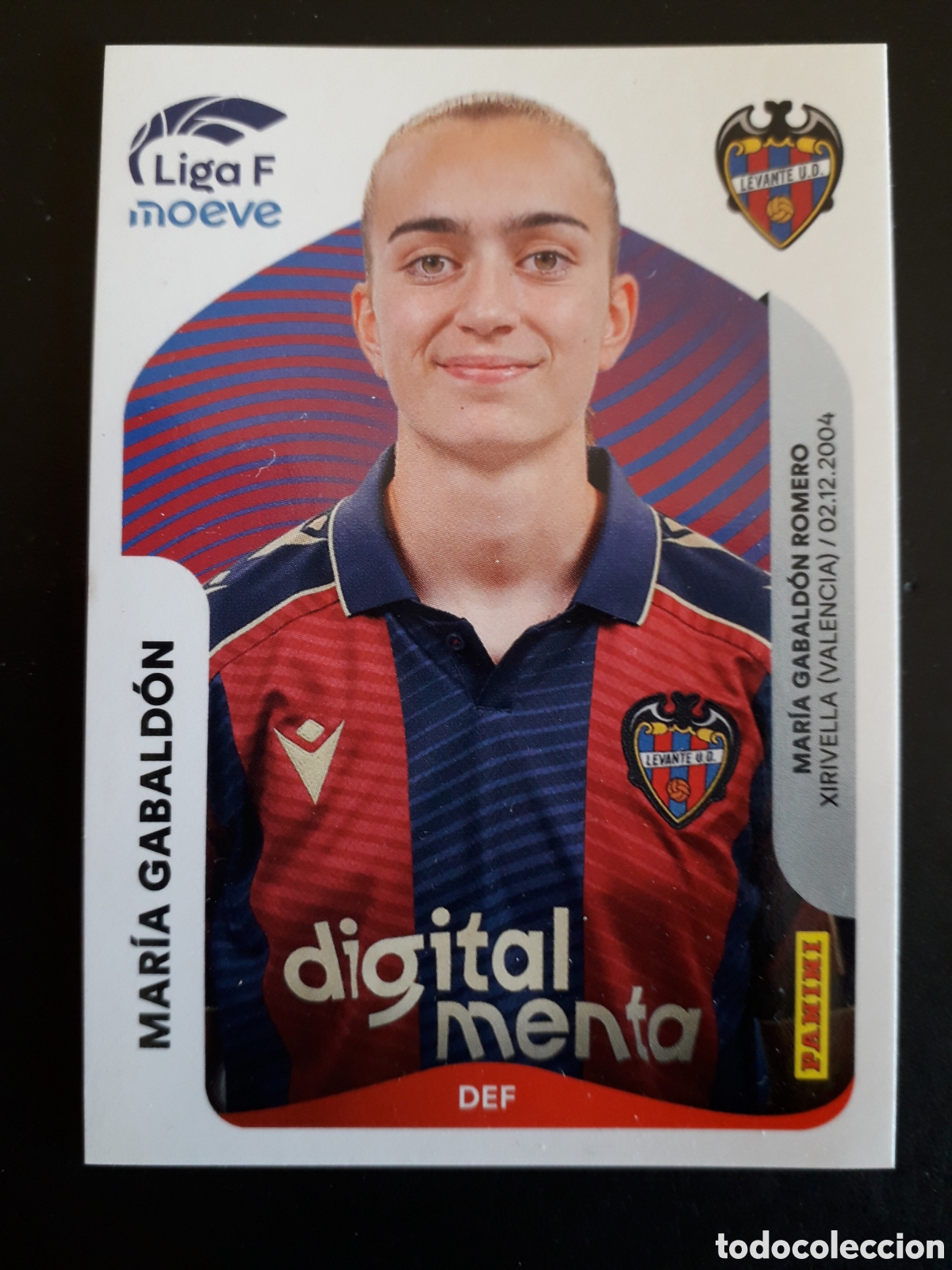 Cromos de f&uacute;tbol: MAR&Iacute;A GABALD&Oacute;N LEVANTE N&deg; 231 LIGA F FEMENINA 2025 2026 25 26 PANINI SIN PEGAR PEDIDO M&Iacute;NIMO 3&euro;