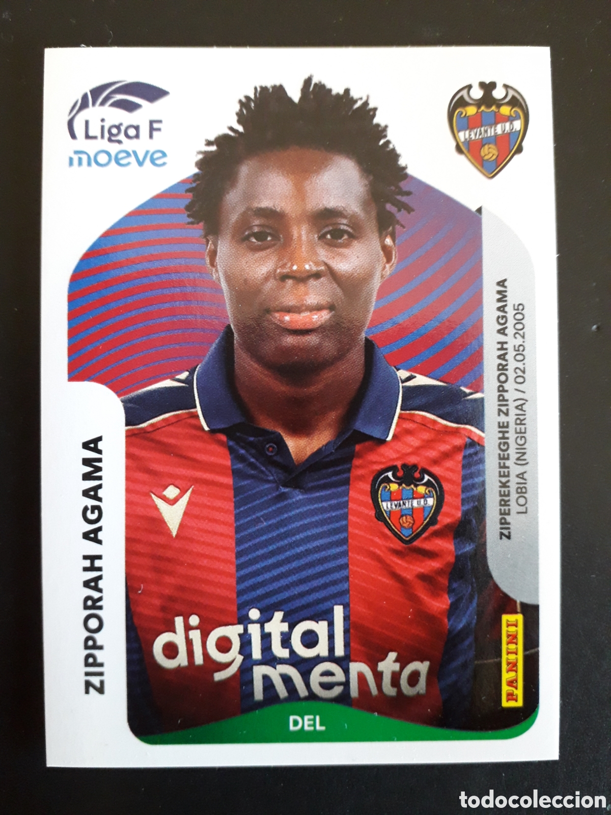 Fu&szlig;ball-Sticker: ZIPPORAH AGAMA LEVANTE N&deg; 239 LIGA F FEMENINA 2025 2026 25 26 PANINI SIN PEGAR PEDIDO M&Iacute;NIMO 3&euro;