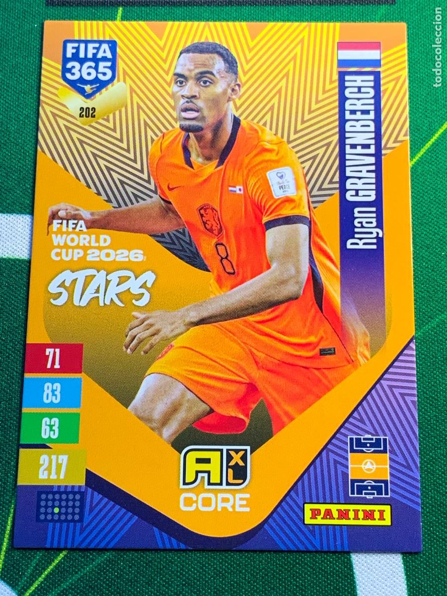 Cartes &agrave; collectionner de Football: 202 Ryan Gravenberch Netherlands FIFA World Cup 2026 Stars Adrenalyn XL Panini FIFA 365 2026 2027 26