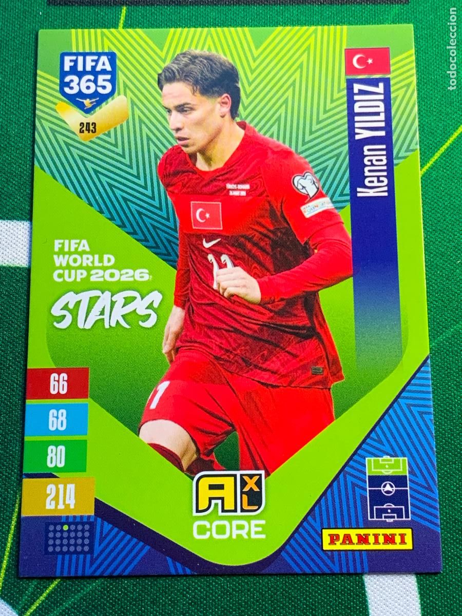 Cartes &agrave; collectionner de Football: 243 Kenan Yildiz Turkiye FIFA World Cup 2026 Stars Adrenalyn XL Panini FIFA 365 2026 2027 26 27