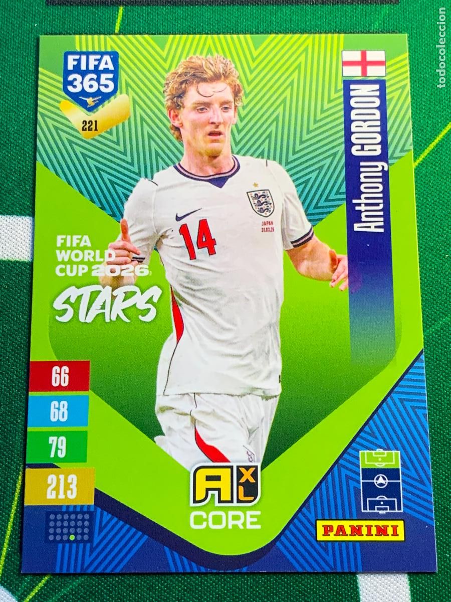 Cartes &agrave; collectionner de Football: 221 Anthony Gordon England FIFA World Cup 2026 Stars Adrenalyn XL Panini FIFA 365 2026 2027 26 27