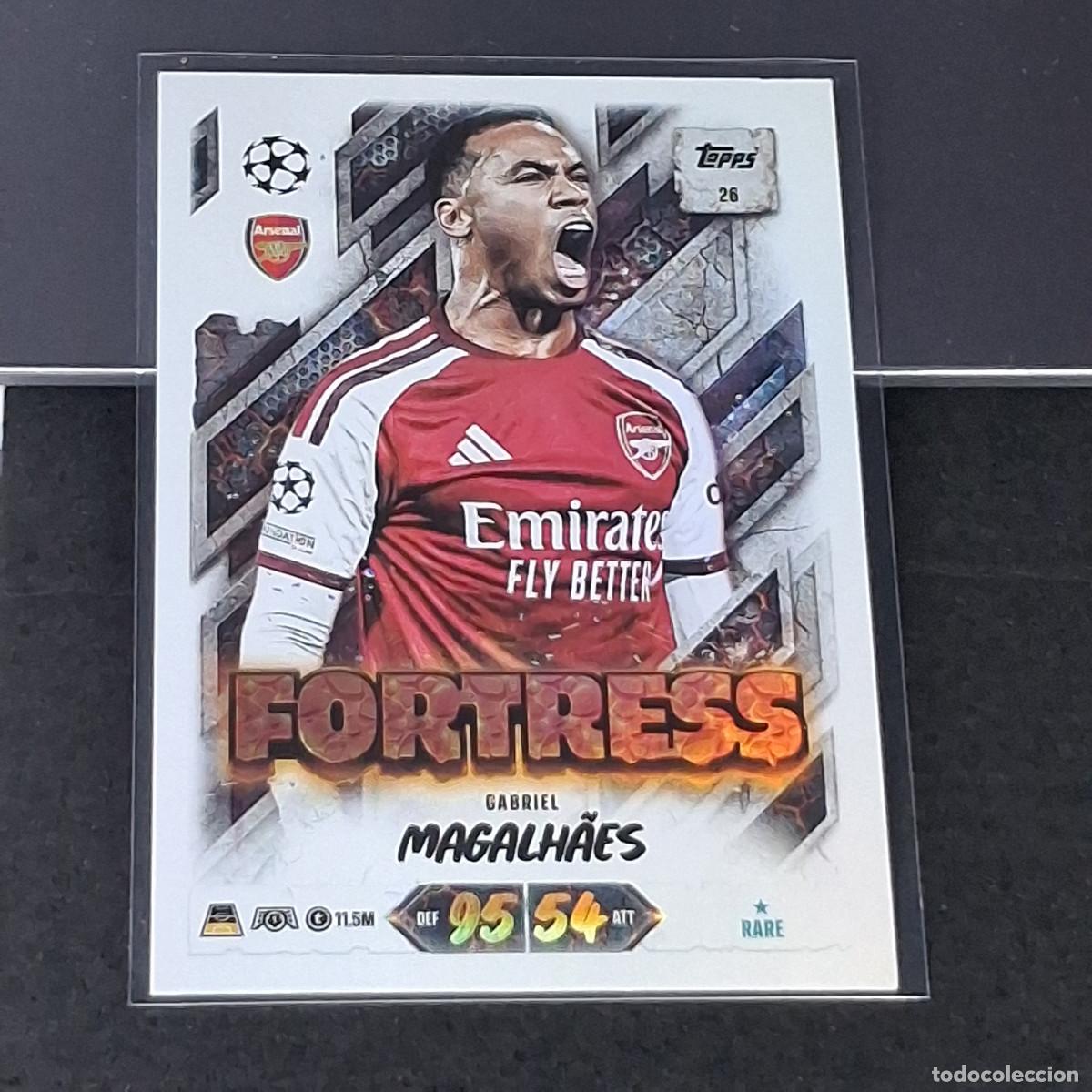 Cromos de f&uacute;tbol: D13 26 GABRIEL MAGALH&Atilde;ES ARSENAL FORTRESS MATCH ATTAX 26/27 2026 2027 TOPPS UCC