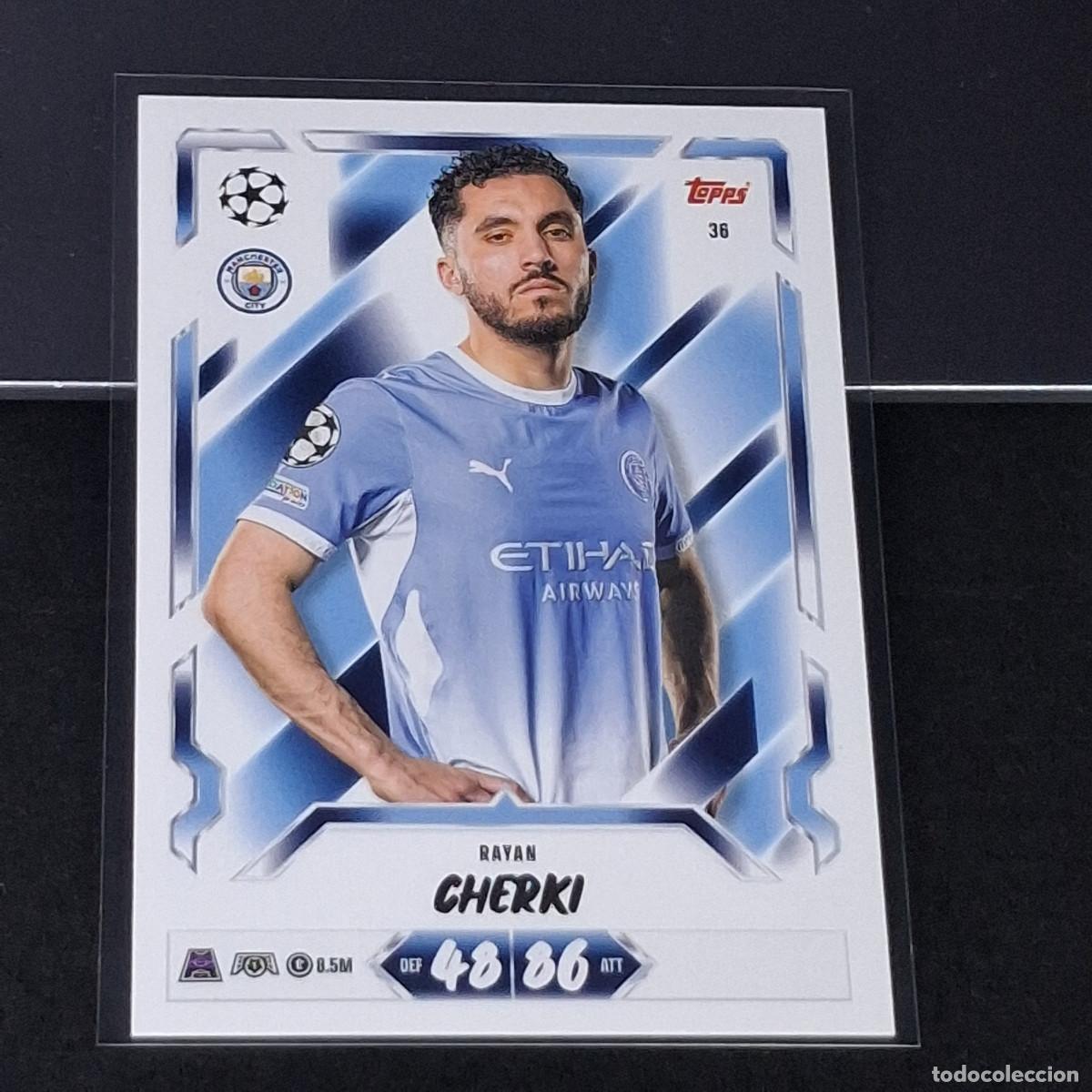 Cromos de f&uacute;tbol: D13 36 RAYAN CHERKI MANCHESTER CITY MATCH ATTAX 26/27 2026 2027 TOPPS UCC