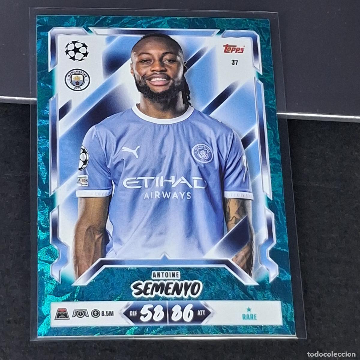 Fu&szlig;ball-Sticker: D13 37 ANTOINE SEMENYO MANCHESTER CITY AQUA EMERALD PARALELA MATCH ATTAX 26/27 2026 2027 TOPPS UCC