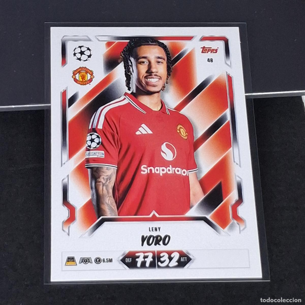 Cromos de f&uacute;tbol: D13 48 LENY YORO MANCHESTER UNITED MATCH ATTAX 26/27 2026 2027 TOPPS UCC