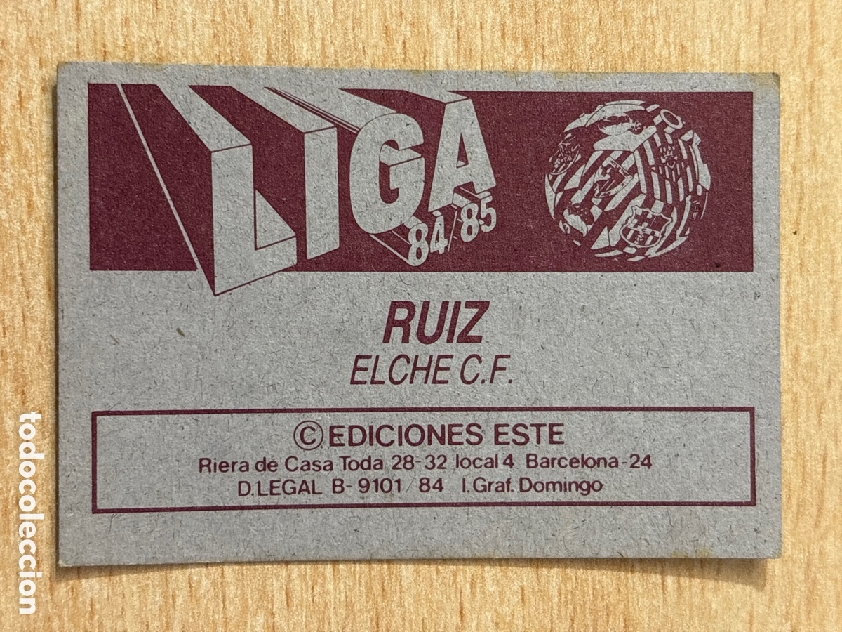 Cromos de f&uacute;tbol: Ruiz Elche CF Ed. Este 84-85 sin pegar - Foto 2