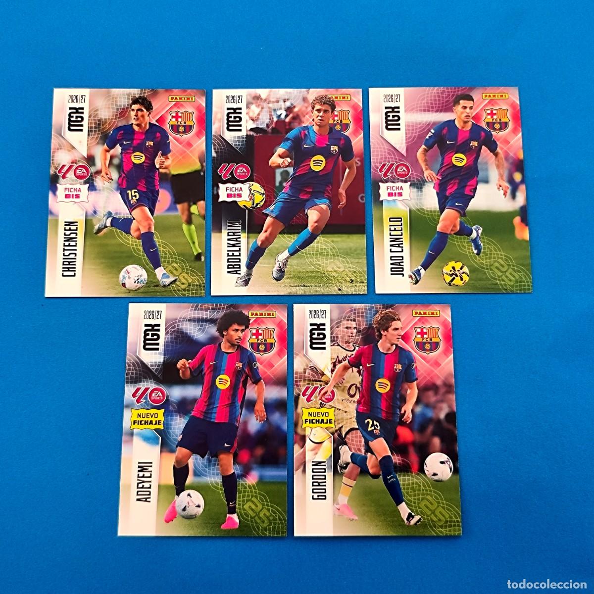 Cromos de f&uacute;tbol: Megacracks 2026 2027 / 26 27 Abdelkarim Cancelo Christensen Bis Gordon Adeyemi Fichaje Barcelona