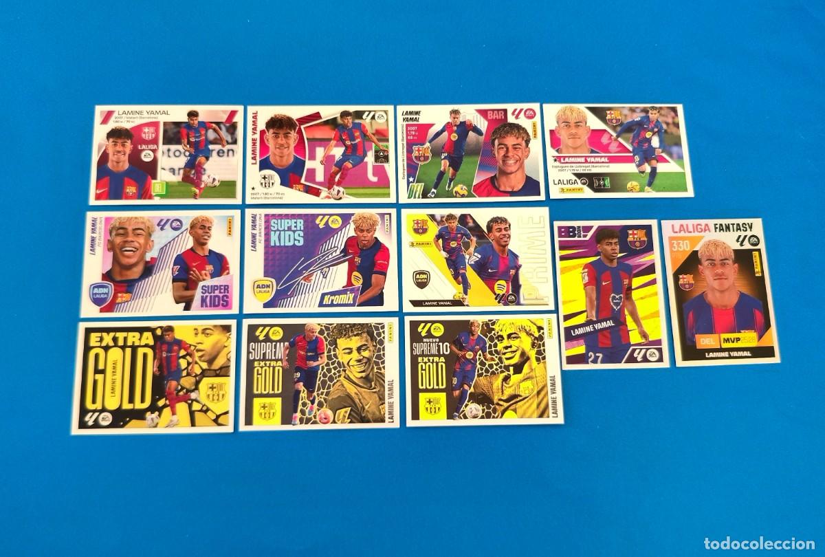 Cromos de f&uacute;tbol: Lote Lamine Yamal Liga Este 2023 2024 / 23 24 coloca Extra Gold Supreme 10 ADN Barcelona
