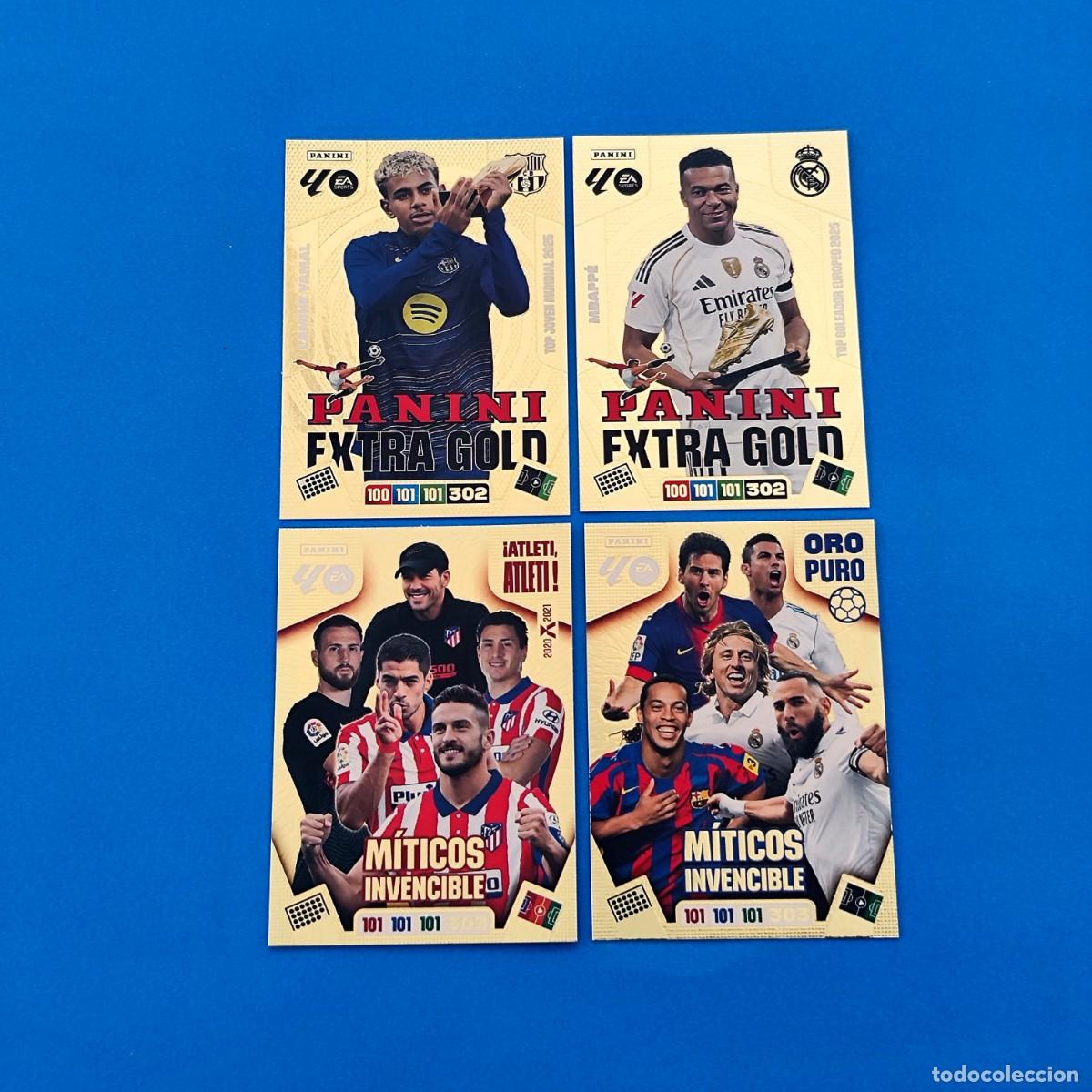 Cromos de f&uacute;tbol: Adrenalyn 2025 2026 / 25 26 M&iacute;ticos Invencible &iexcl;Atleti, Atleti! - Oro puro Extra Gold Mbapp&eacute; Yamal
