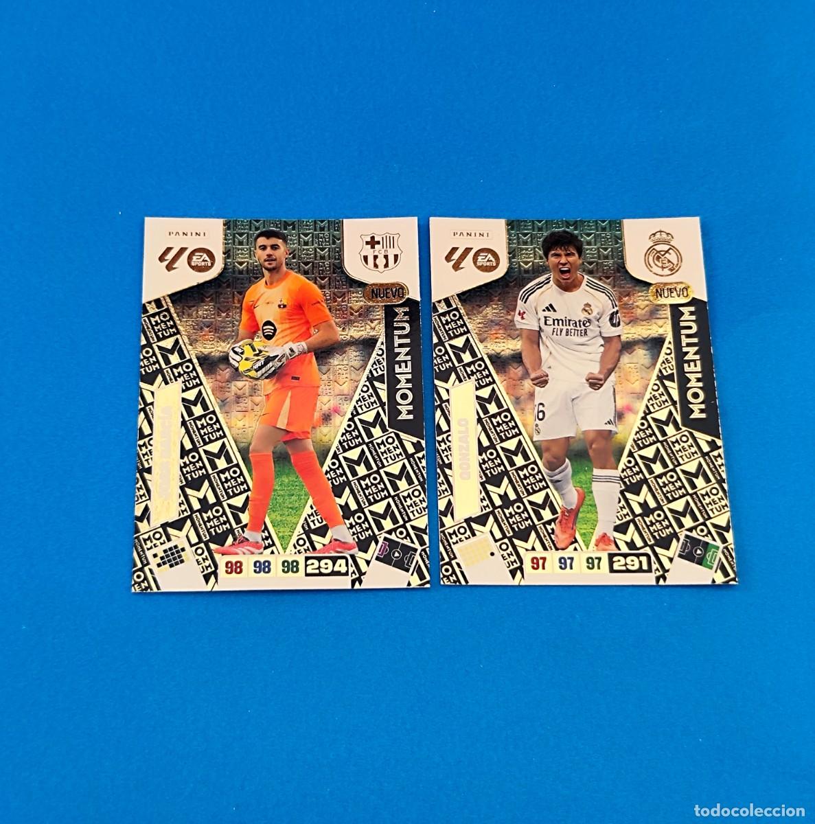 Cromos de f&uacute;tbol: Adrenalyn 2025 2026 / 25 26 Momentum Gonzalo Real Madrid - Joan Garc&iacute;a Barcelona