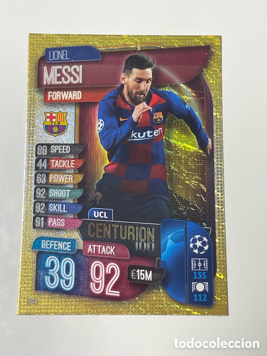 Cromos de f&uacute;tbol: Leo Messi F. C. Barcelona Topps Match Attax 19/20 Centuri&oacute;n #CEN1