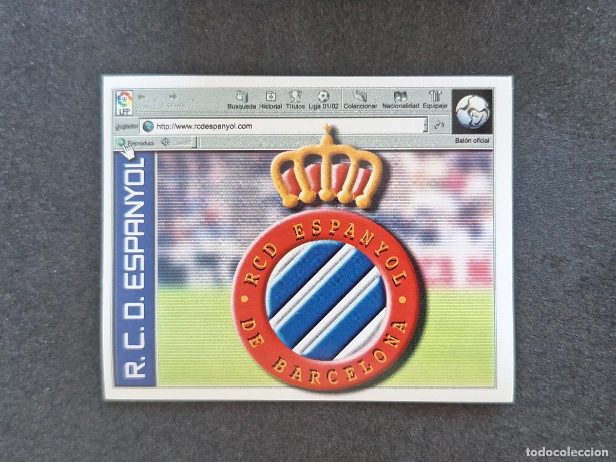 Football Stickers: L5 ESCUDO R. C. D. ESPA&Ntilde;OL LIGA ESTE 2001 2002 01 02 NUNCA PEGADO SIN PEGAR