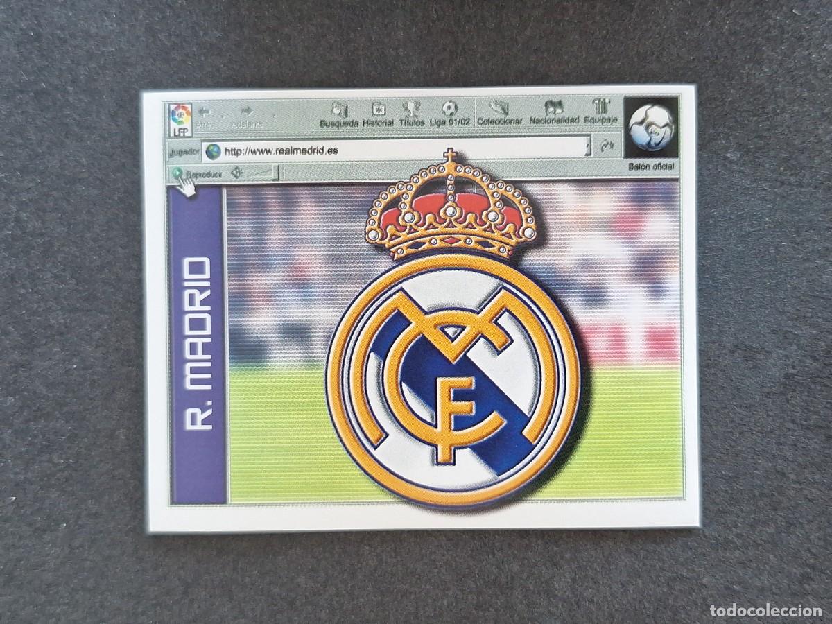 Cromos de f&uacute;tbol: L5 ESCUDO REAL MADRID LIGA ESTE 2001 2002 01 02 NUNCA PEGADO SIN PEGAR