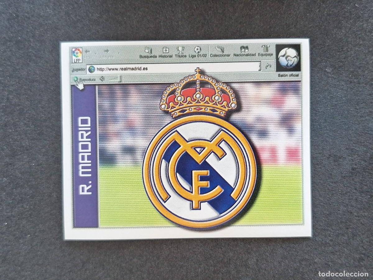 Cromos de f&uacute;tbol: L5 ESCUDO REAL MADRID LIGA ESTE 2001 2002 01 02 NUNCA PEGADO SIN PEGAR