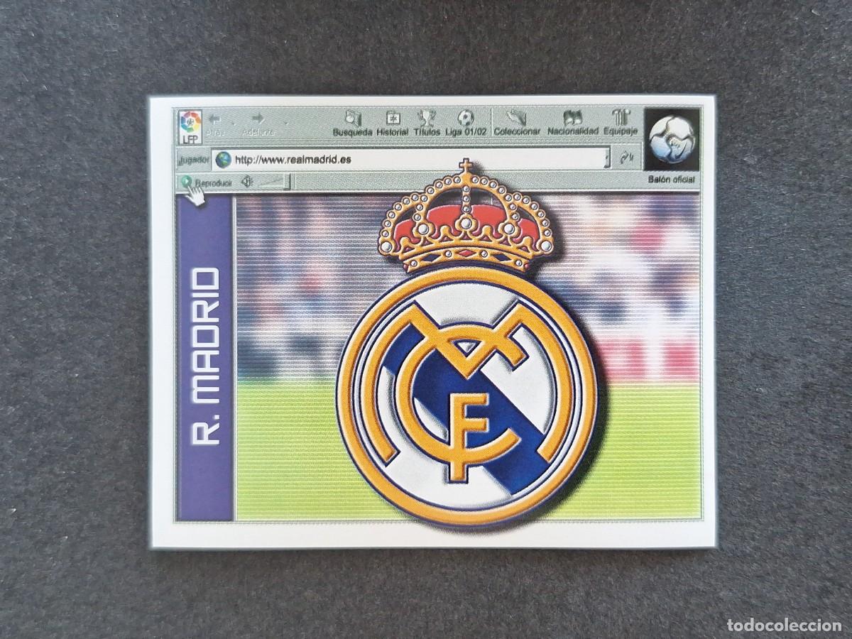 Cromos de f&uacute;tbol: L5 ESCUDO REAL MADRID LIGA ESTE 2001 2002 01 02 NUNCA PEGADO SIN PEGAR