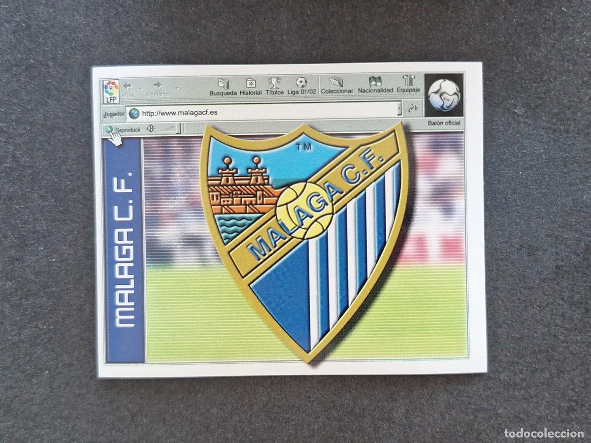 Cromos de f&uacute;tbol: L5 ESCUDO MALAGA C. F. LIGA ESTE 2001 2002 01 02 NUNCA PEGADO SIN PEGAR