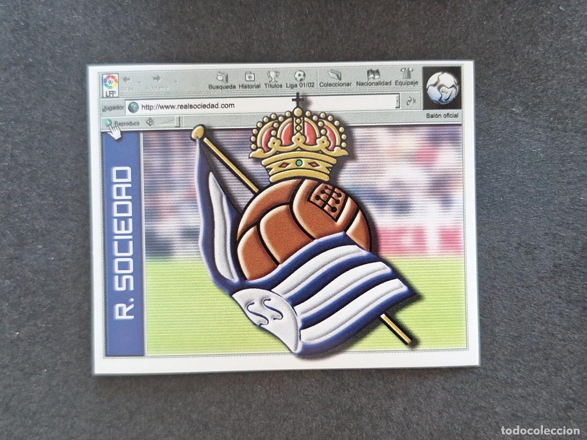 Cromos de f&uacute;tbol: L5 ESCUDO REAL SOCIEDAD LIGA ESTE 2001 2002 01 02 NUNCA PEGADO SIN PEGAR