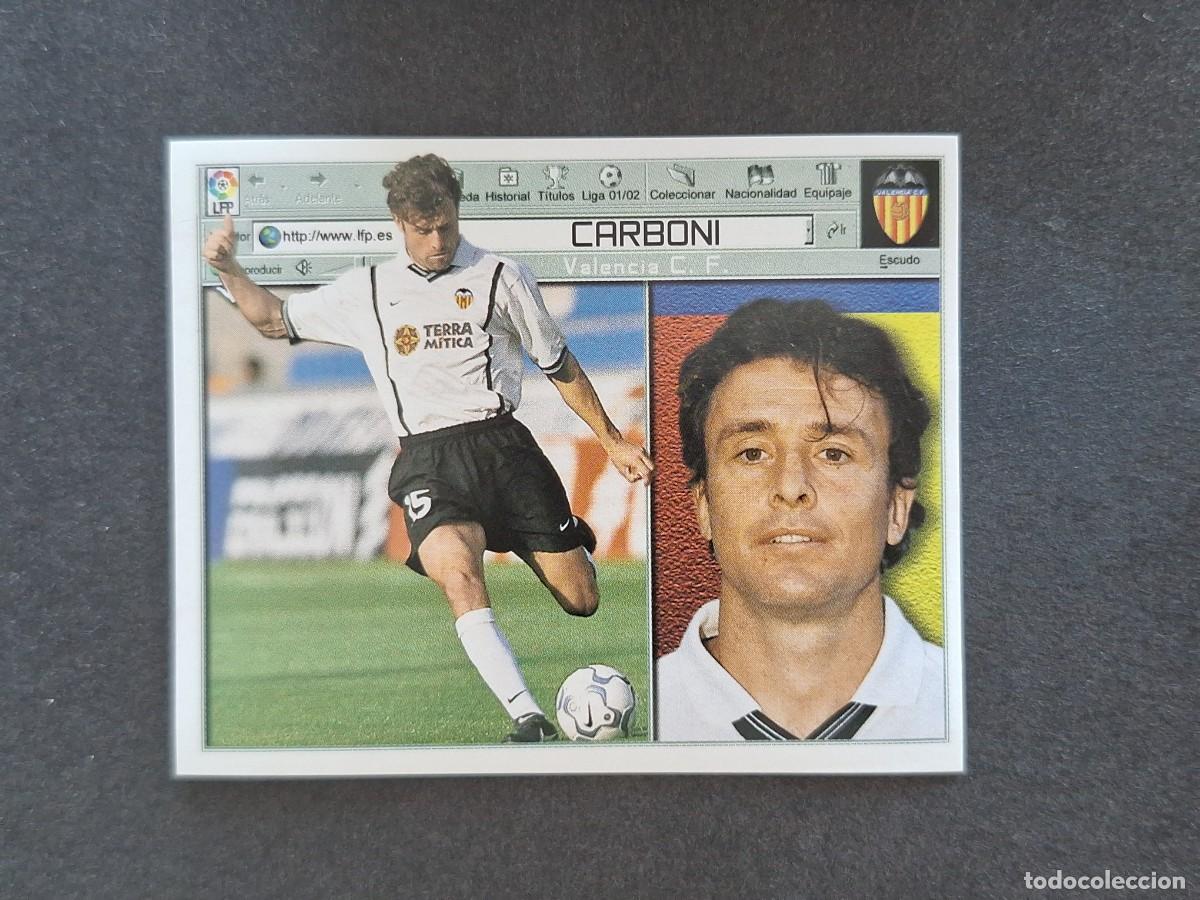 Cromos de f&uacute;tbol: L5 CARBONI VALENCIA C. F. LIGA ESTE 2001 2002 01 02 NUNCA PEGADO SIN PEGAR