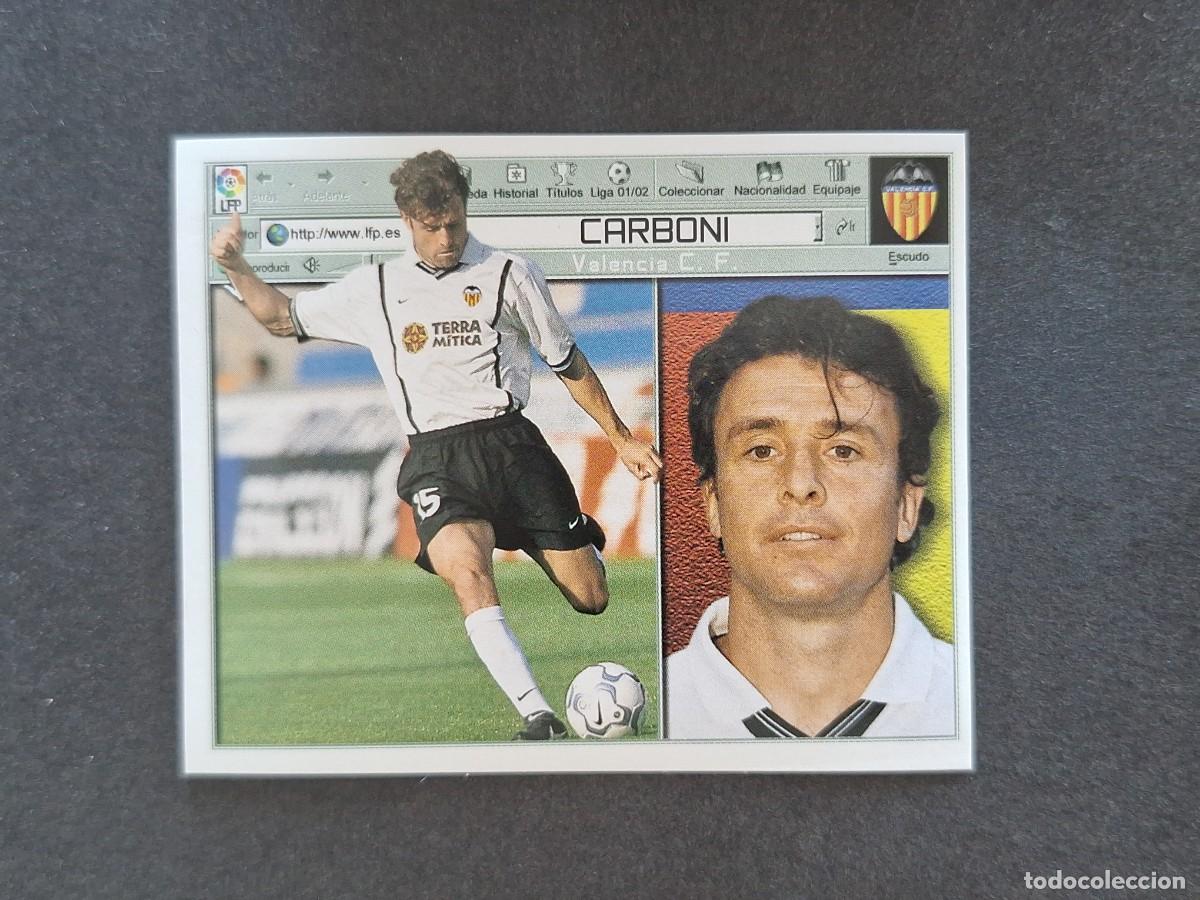 Cromos de f&uacute;tbol: L5 CARBONI VALENCIA C. F. LIGA ESTE 2001 2002 01 02 NUNCA PEGADO SIN PEGAR