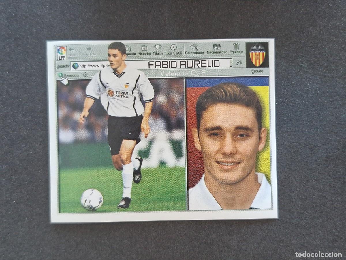 Cromos de f&uacute;tbol: L5 FABIO AURELIO VALENCIA C. F. LIGA ESTE 2001 2002 01 02 NUNCA PEGADO SIN PEGAR