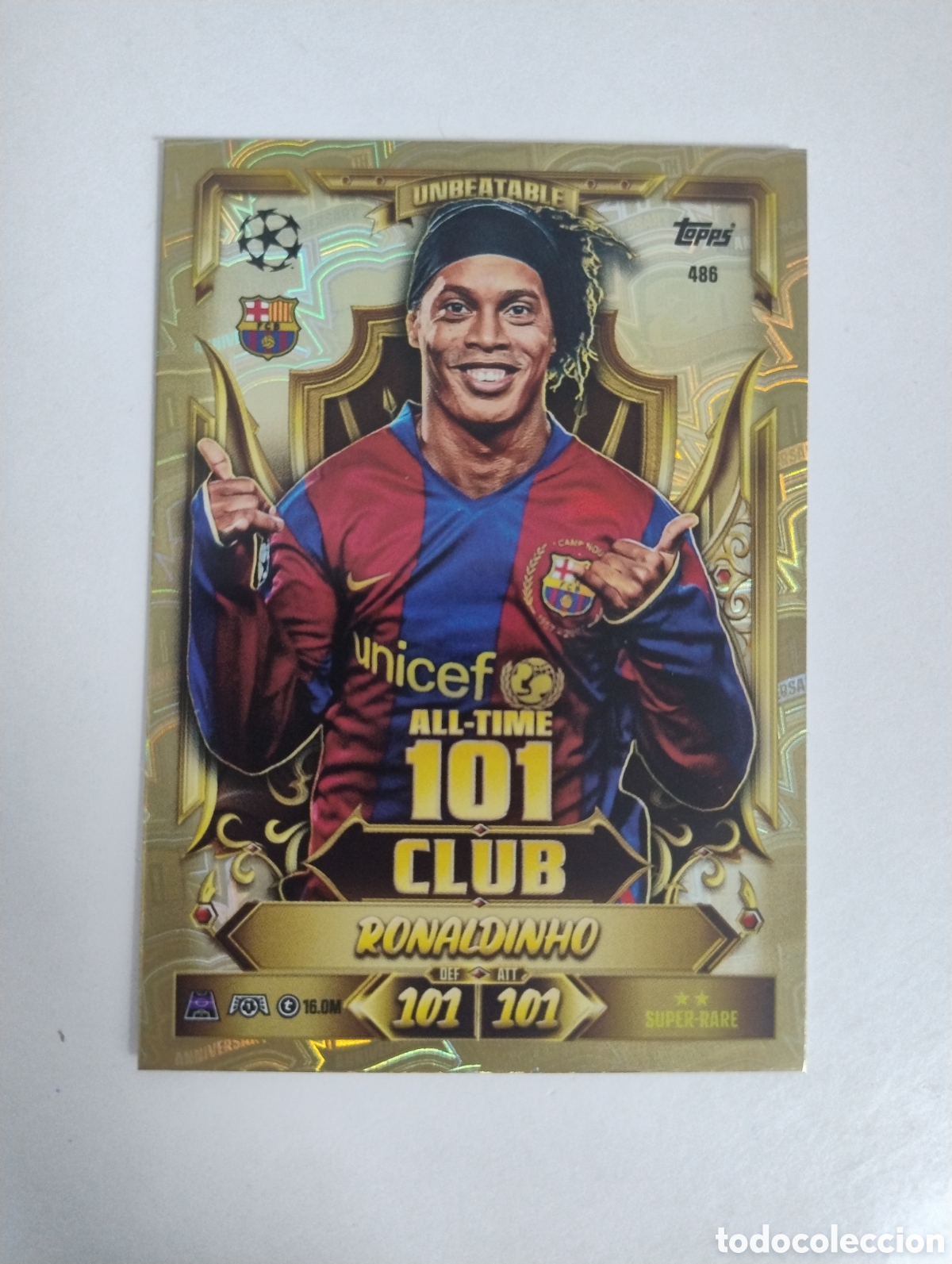 Cromos de f&uacute;tbol: 486 - Ronaldinho - Barcelona - Topps Match Attax 2026 - 2027 Al Time 100 Club