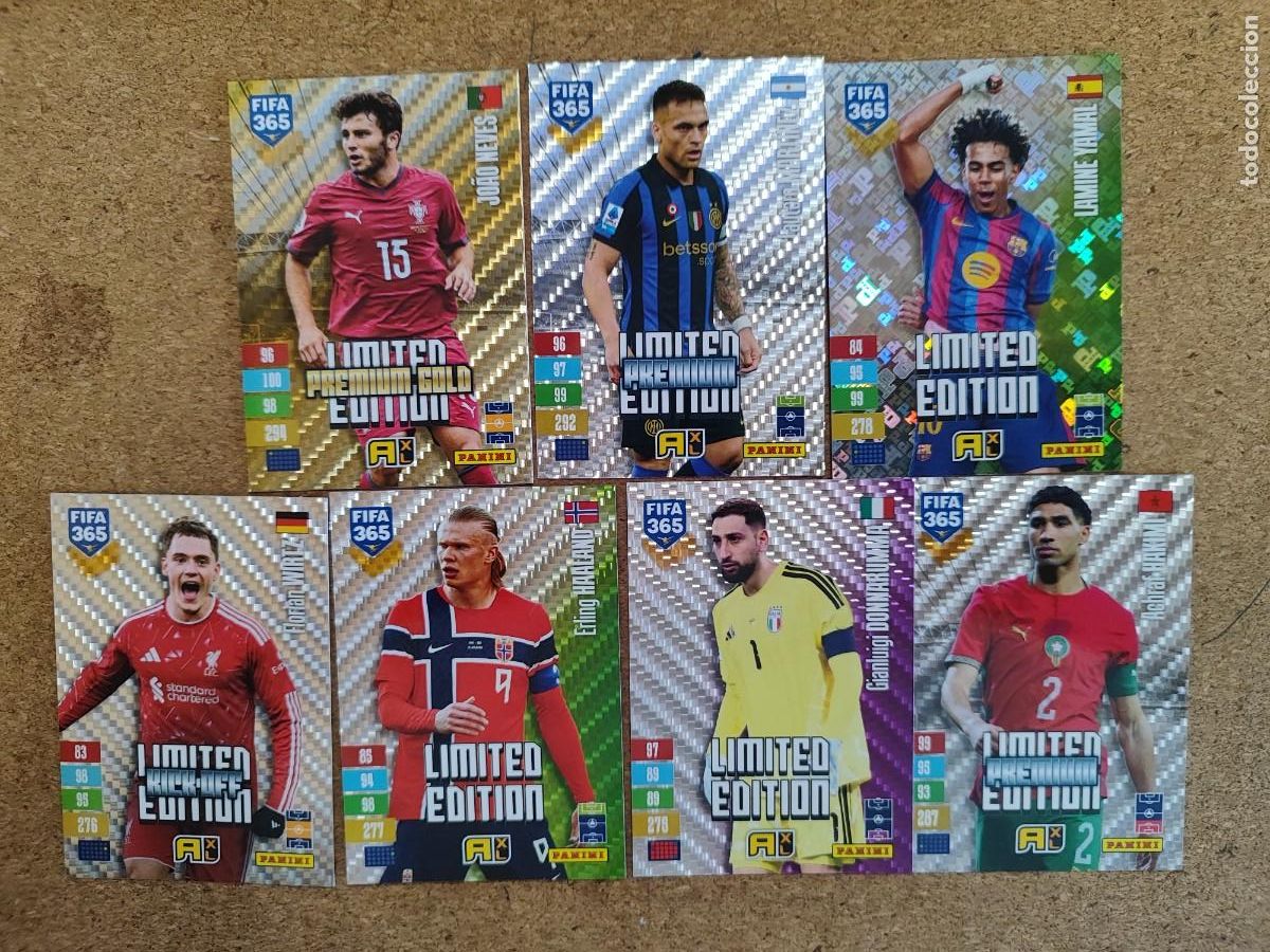 Cromos de f&uacute;tbol: ADRENALYN XL FIFA 365 2027 LOTE DE 7 CARD LIMITED EDITION, PREMIUN,PREMIUM GOLD # PANINI