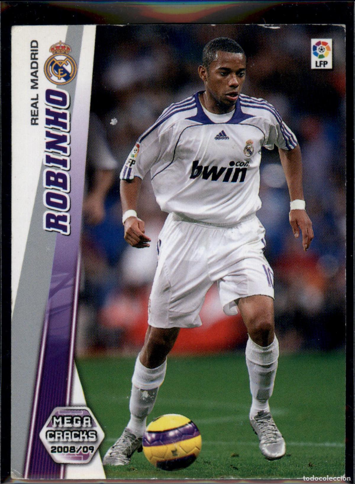 Cromos de f&uacute;tbol: Robinho N&ordm; 158 Real Madrid La Liga LFP Megacracks 2008 2009 Panini 08 09
