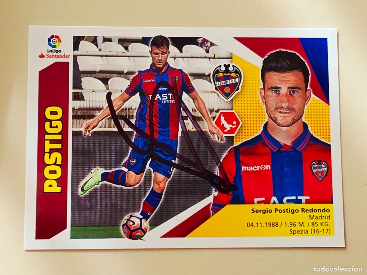 Football Stickers: Cromo firmado de Sergio Postigo con aut&oacute;grafo, Levante UD