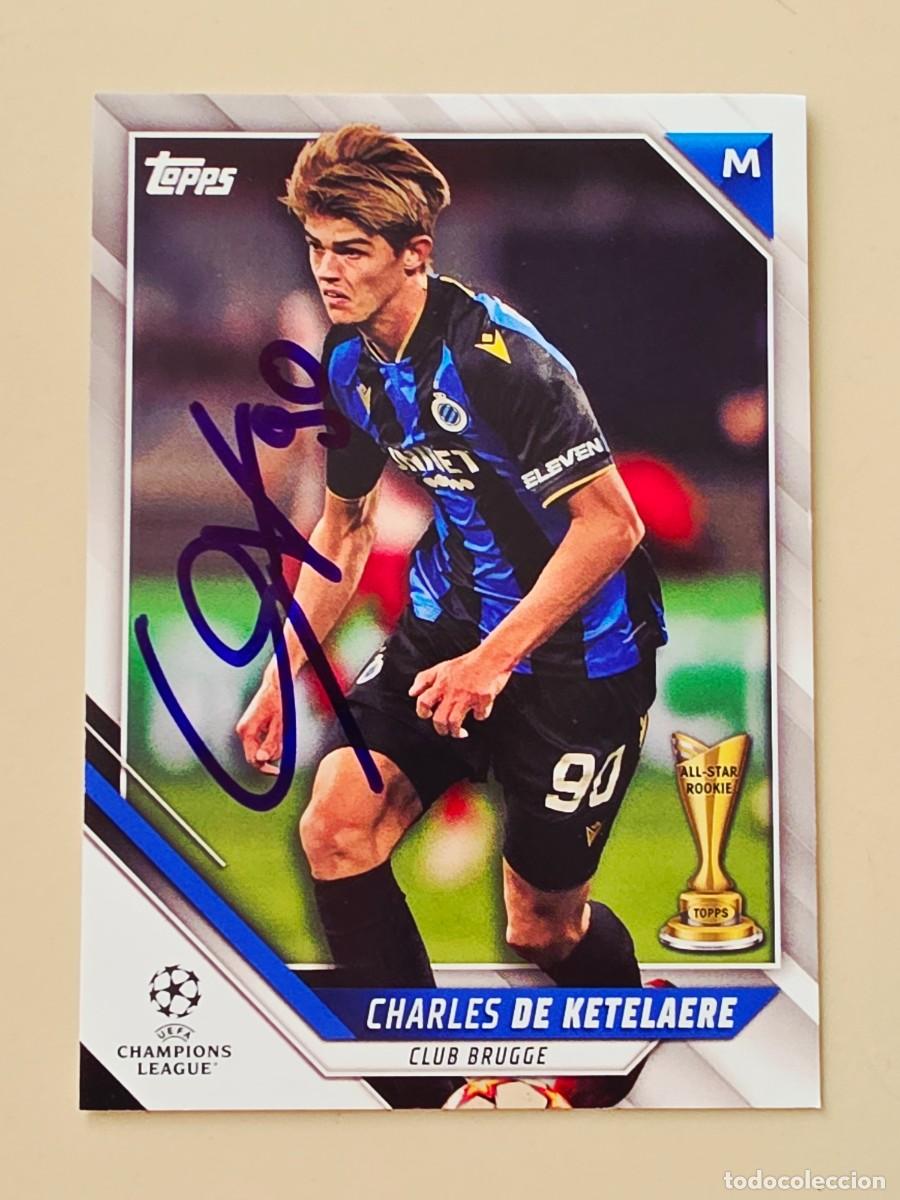 Cromos de f&uacute;tbol: Cromo firmado de Charles De Ketelaere con aut&oacute;grafo, Club Brugge, AC Milan