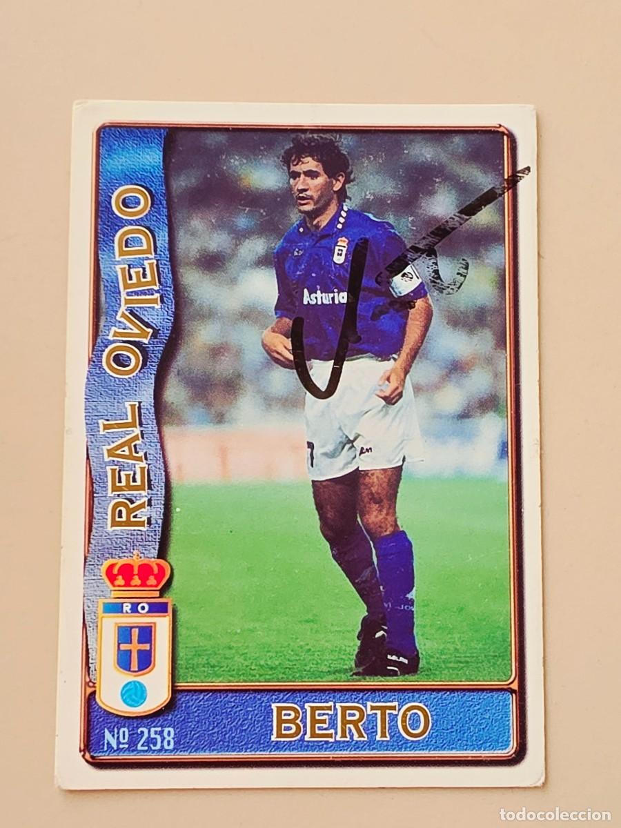Fu&szlig;ball-Sticker: Cromo firmado de Berto con aut&oacute;grafo, Real Oviedo
