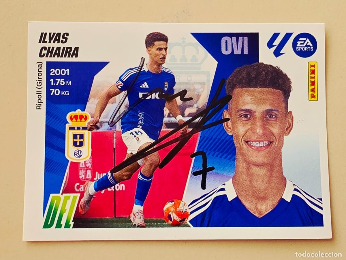 Fu&szlig;ball-Sticker: Cromo firmado de Ilyas Chaira con aut&oacute;grafo, Real Oviedo