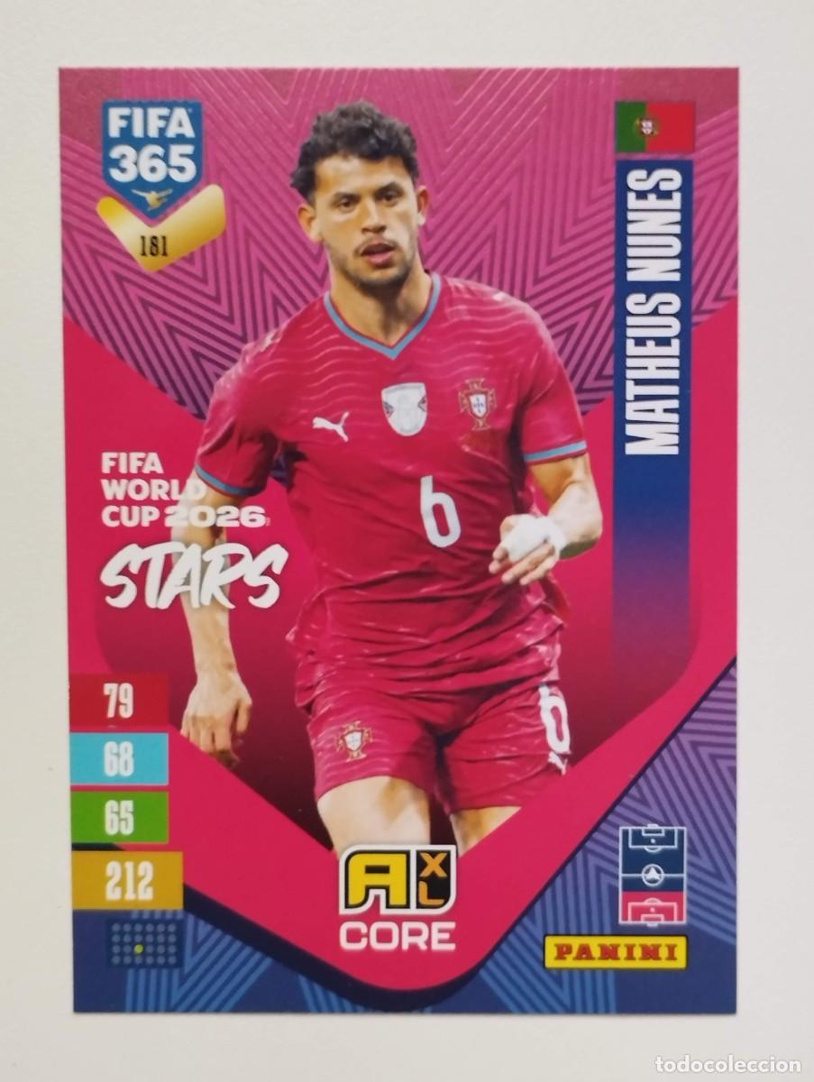 Figurine di Calcio: CROMO CARD ADRENALYN FIFA 365 2026 2027 27 FIFA WORLD CUP MATHEUS NUNES 181 PORTUGAL